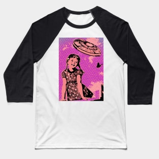 Pink Vintage UFO Baseball T-Shirt